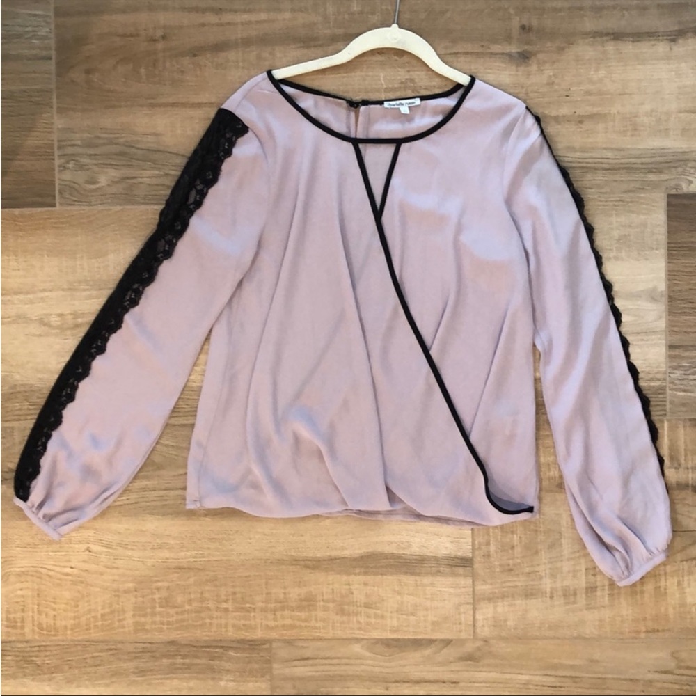 Purple and Black Long Sleeve Blouse Charlotte Russe